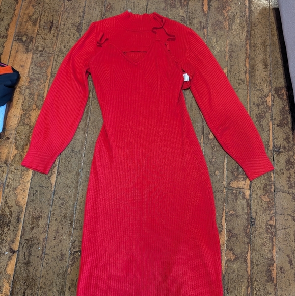 Freshman Vibrant Red Long Sleeve Dress - Picture 1 of 4